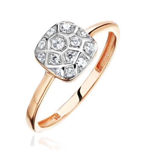 Кольцо из красного золота 585 пробы с фианитами 01К1116179