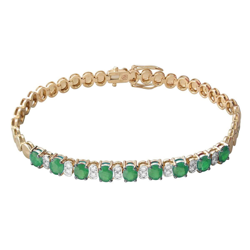 Браслет из красного золота 585 пробы с изумрудами и бриллиантами 01Б612758-3