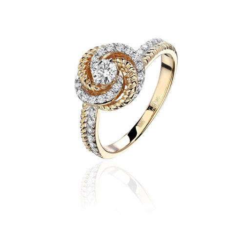 Кольцо из желтого золота 585 пробы с бриллиантами 01К6313552