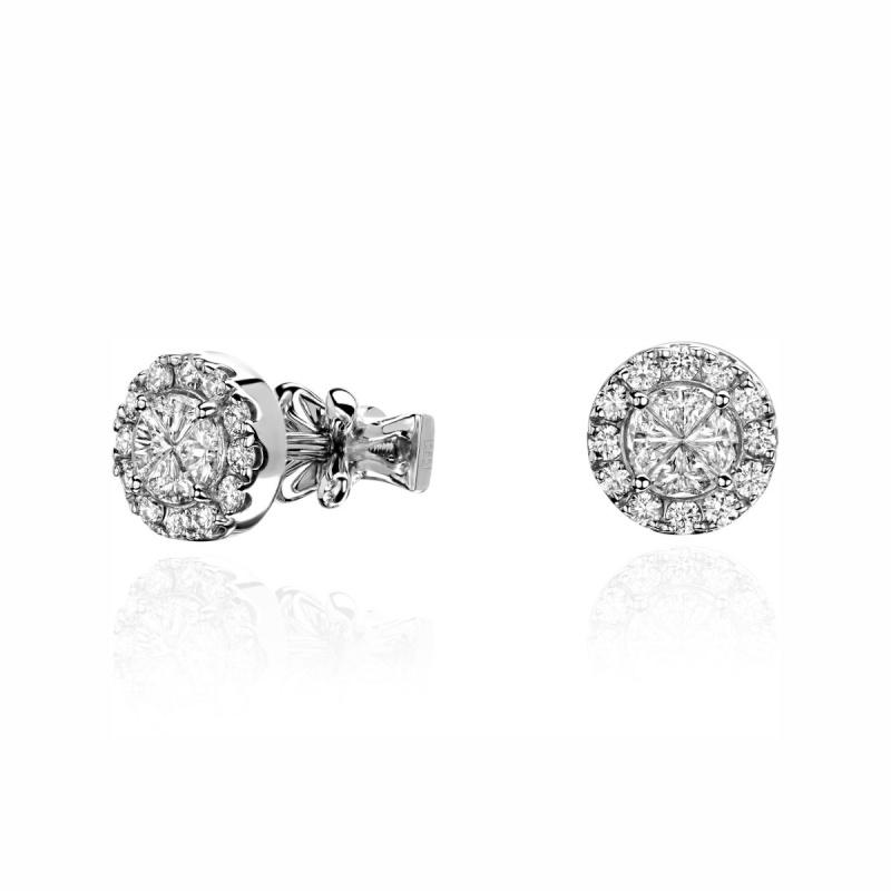 Серьги из белого золота 585 пробы с бриллиантами 01С626937Z
