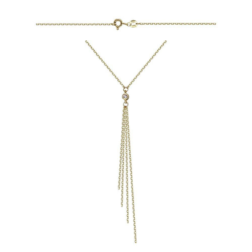 Колье из желтого золота 585 пробы с фианитом 01Л131359