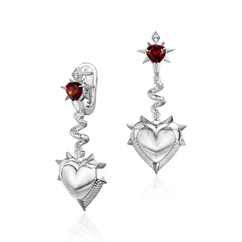 Серьги из белого золота 585 пробы 01С6215832ЧР-1