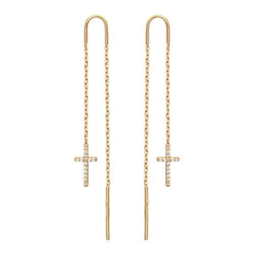 Серьги из красного золота 585 пробы с фианитами 01С116592
