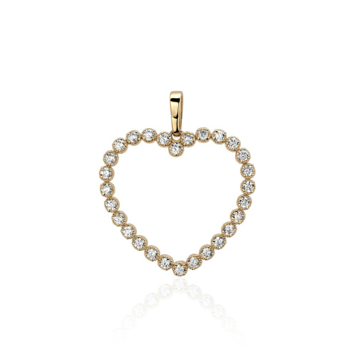 Декоративная подвеска "Сердце" из желтого золота 585 пробы с фианитами 01П1331000