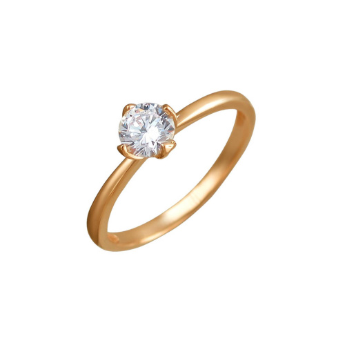 Кольцо из красного золота 585 пробы с фианитом 01К118528