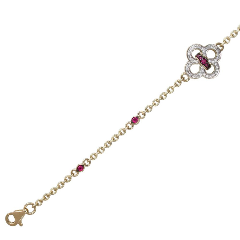 Браслет из желтого золота 585 пробы с рубинами и бриллиантами 01Б6324519-1