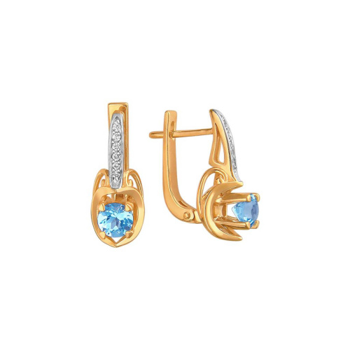 Серьги из красного золота 585 пробы с топазами и фианитами 01С3110971-1