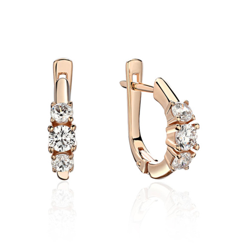 Серьги из красного золота 585 пробы с фианитами 01С1115049