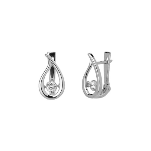 Серьги из белого золота 585 пробы с фианитами 01С1213603