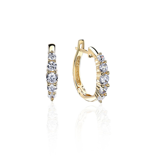 Серьги из желтого золота 585 пробы с фианитами 01С1314817