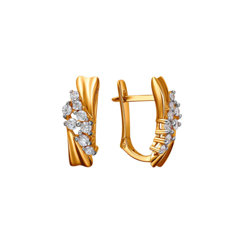 Серьги из красного золота 585 пробы с фианитами 01С1113307Р