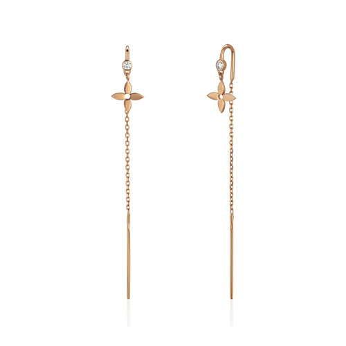 Серьги из красного золота 585 пробы с фианитами 01С1116669