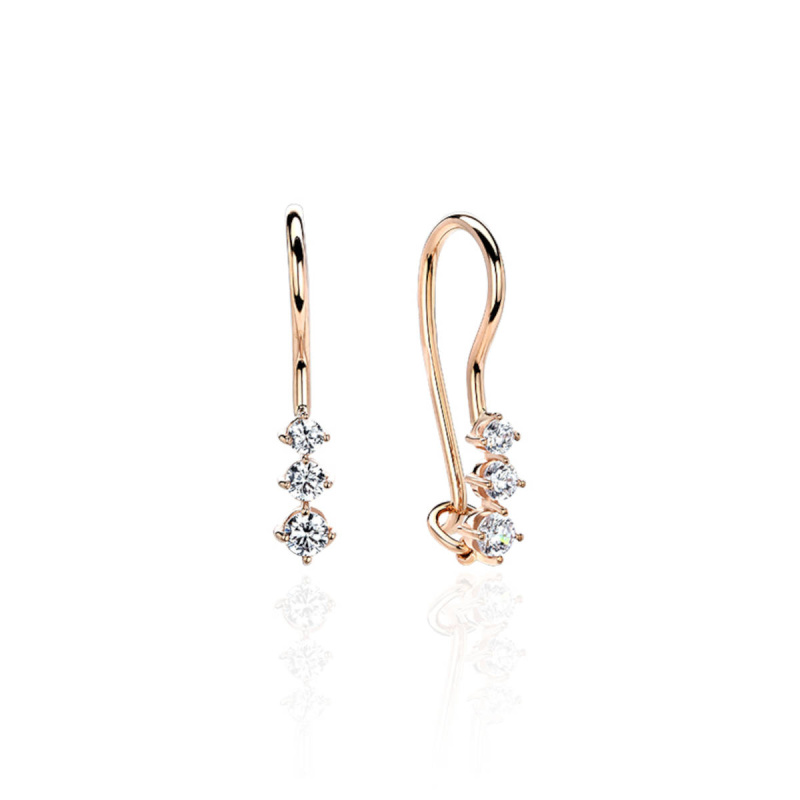 Серьги из красного золота 585 пробы с фианитами 01С114807