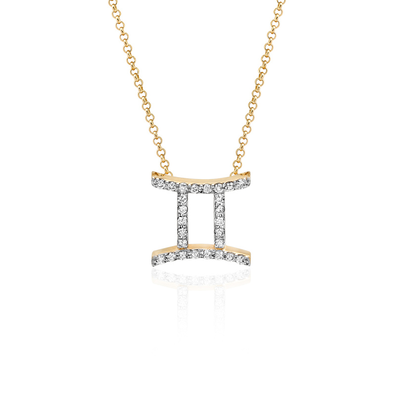 Колье "Близнецы" из желтого золота 585 пробы с бриллиантами 01Л632247