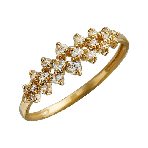 Кольцо из красного золота 585 пробы с фианитами 01К115247