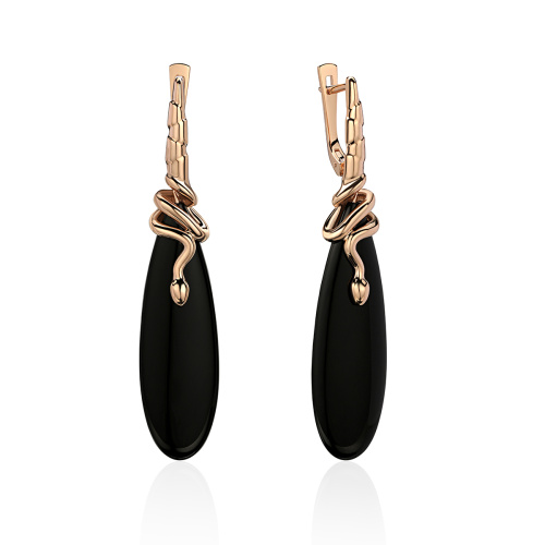 Серьги из красного золота 585 пробы с агатом 01С4115250-1