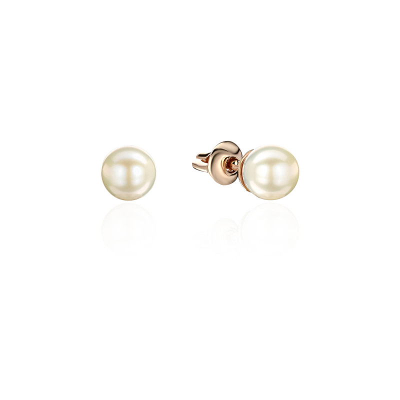 Серьги из красного золота 585 пробы с жемчугом 01С312417-1