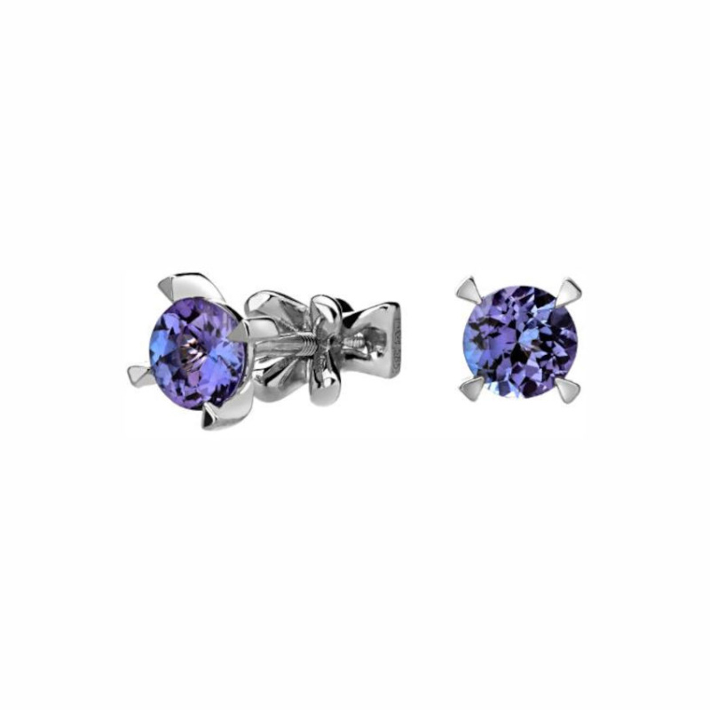 Серьги из белого золота 585 пробы с танзанитами 01С3212346-2