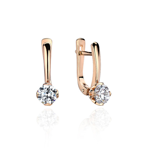 Серьги из красного золота 585 пробы с фианитами 01С118638
