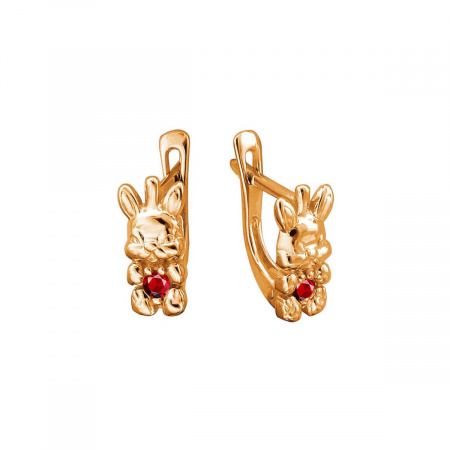 Серьги из красного золота 585 пробы с рубинами 01С2111663-1