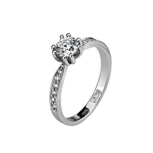 Кольцо из белого золота 750 пробы с бриллиантами 01К673333