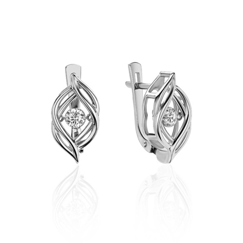 Серьги из белого золота 585 пробы с фианитами 01С1212951