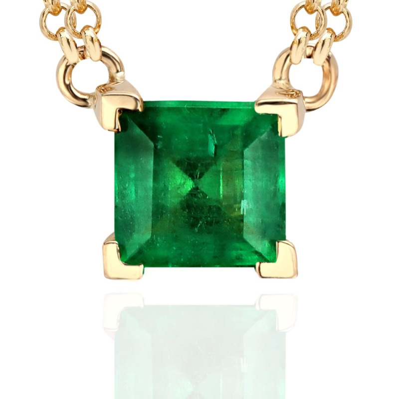 Колье из желтого золота 585 пробы с изумрудом и бриллиантами 01Л632172-1