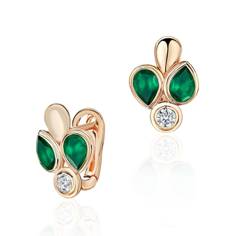 Серьги из красного золота 585 пробы с агатами и топазами 01С3115444-2