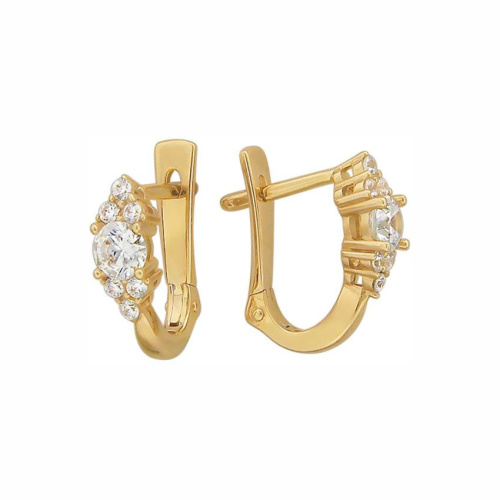 Серьги из желтого золота 585 пробы с фианитами 01С139417