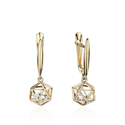 Серьги из желтого золота 585 пробы с фианитами 01С1313833