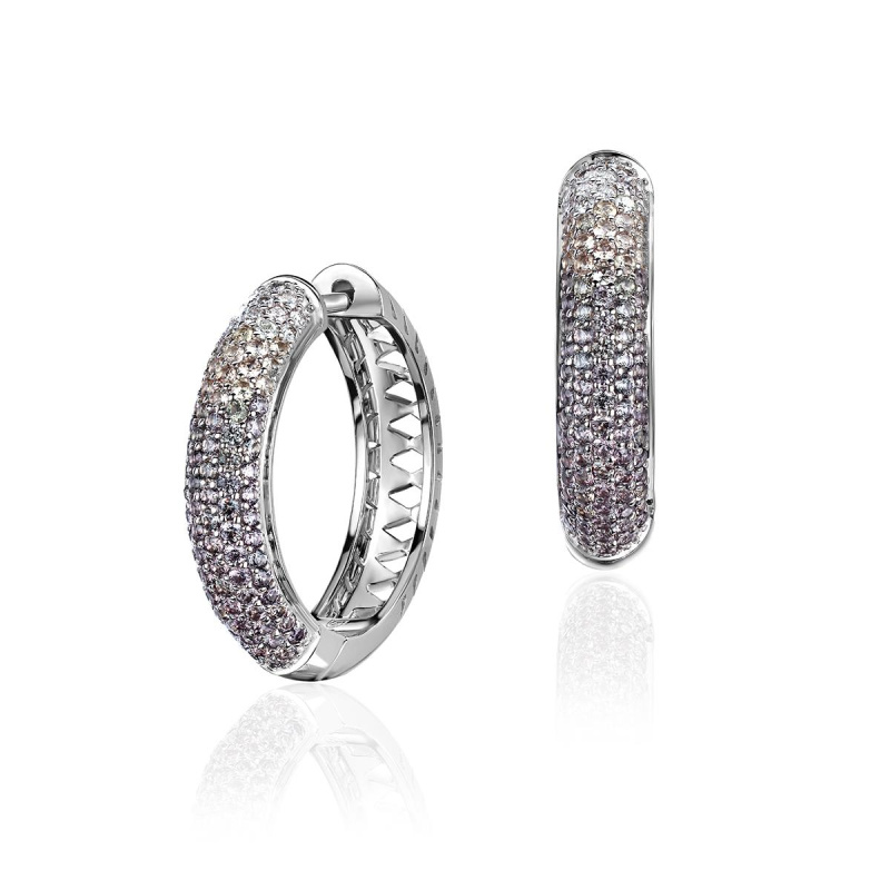 Серьги из белого золота 585 пробы с сапфирами и бриллиантами 01С6215656-3