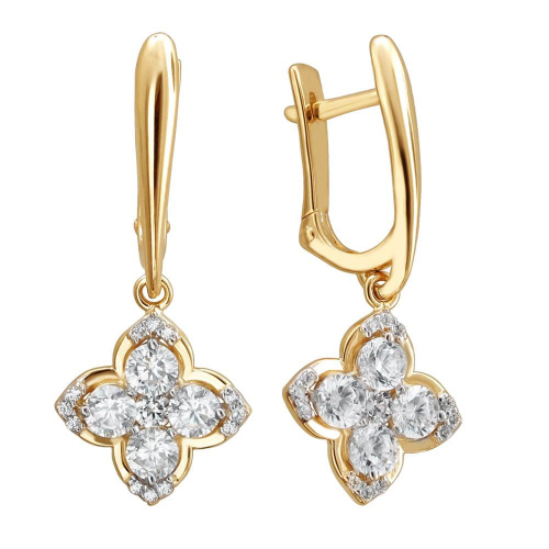 Серьги из красного золота 585 пробы с фианитами 01С1113153Р