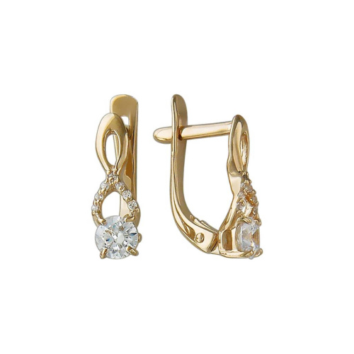 Серьги из красного золота 585 пробы с фианитами 01С117385