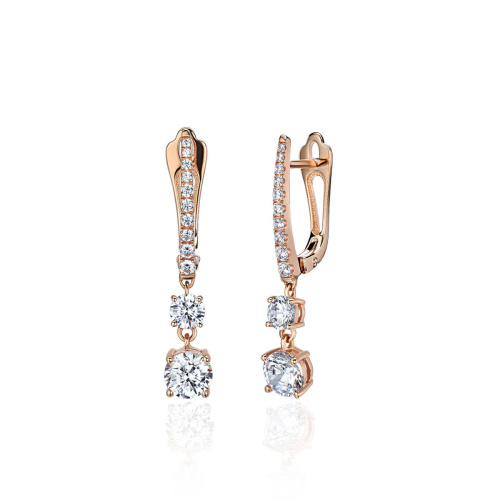 Серьги из красного золота 585 пробы с фианитами 01С1115011