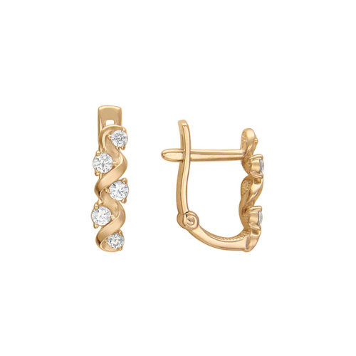 Серьги из красного золота 585 пробы с фианитами 01С116083. Размер б/р
