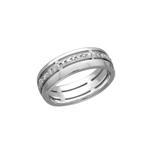 Кольцо обручальное из белого золота 585 пробы с бриллиантами 01О620563