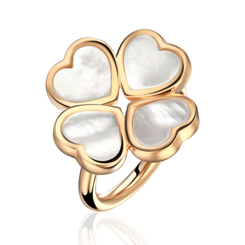 Кольцо из красного золота 585 пробы с перламутром 01К4116196-1