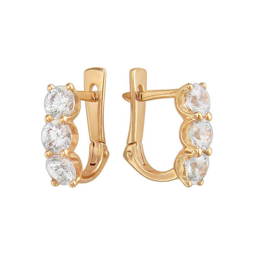Серьги из красного золота 585 пробы с фианитами 01С119420Ф