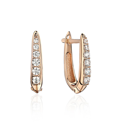 Серьги из красного золота 585 пробы с фианитами 01С1113955