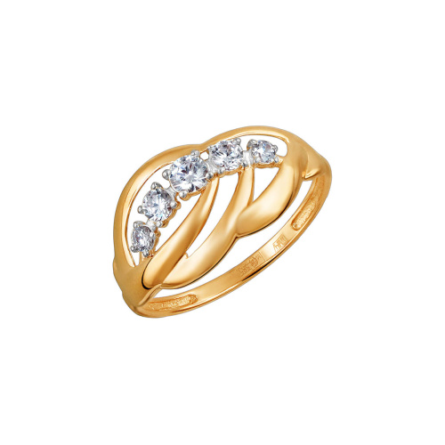 Кольцо из красного золота 585 пробы с фианитами 01К1112749