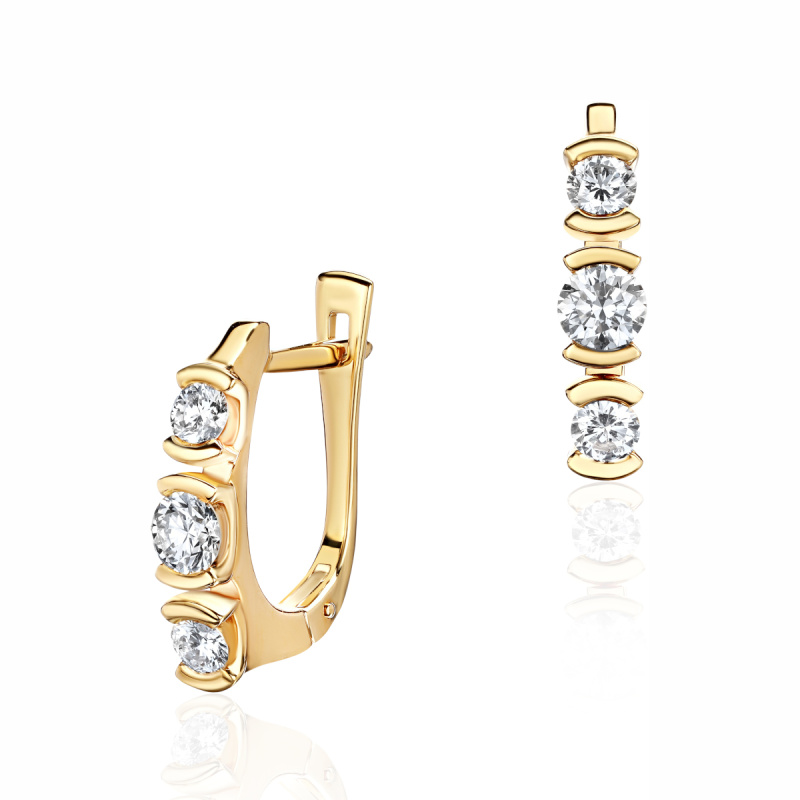 Серьги из желтого золота 750 пробы с бриллиантами 01С6431036