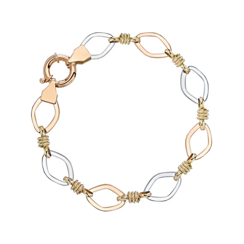 Браслет из комбинированного золота 585 пробы без вставок 01Б0621096