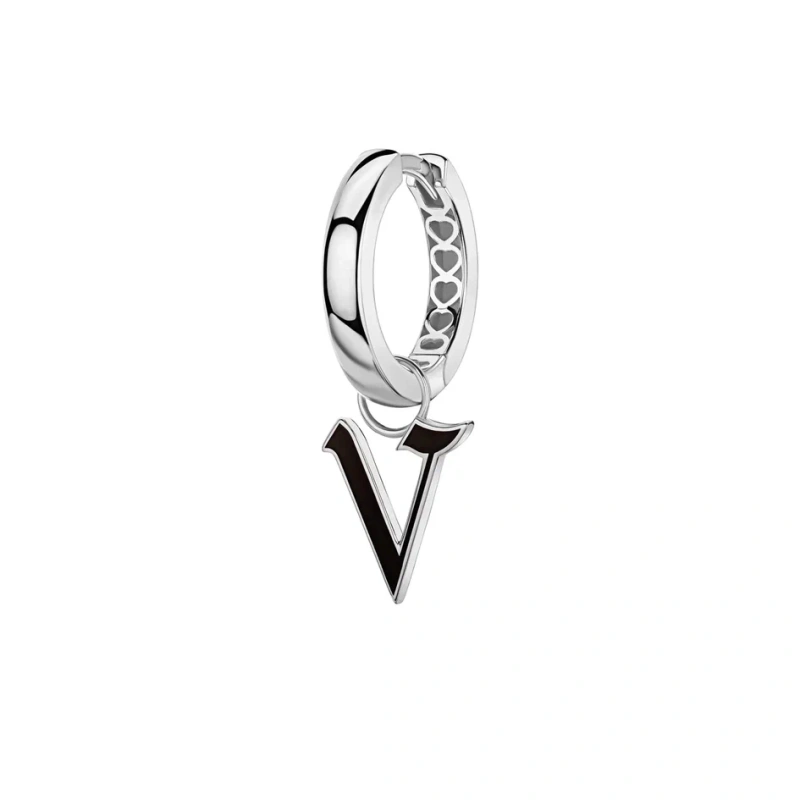 Серьга одиночная из белого золота 585 пробы с эмалью 01С0215860ЭV