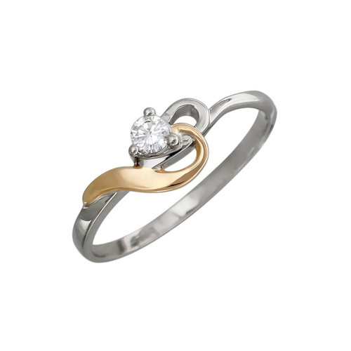 Кольцо из двух цветов золота 585 пробы с бриллиантом 01К663088 Кольцо из двух цветов золота 585 пробы с бриллиантом 01К663088