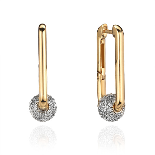 Серьги из желтого золота 585 пробы с фианитами 01С1316007Р