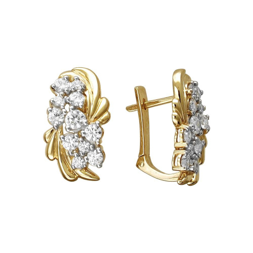 Серьги из желтого золота 585 пробы с фианитами 01С1313305Р