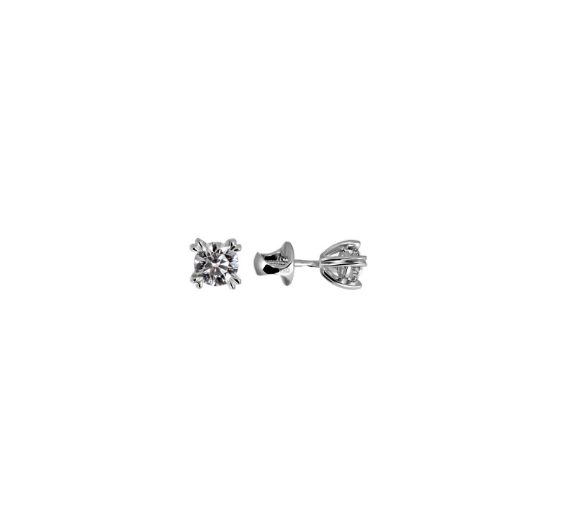 Серьги из белого золота 585 пробы с фианитами 01С128812