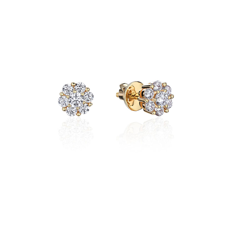 Серьги из желтого золота 585 пробы с фианитами 01С1313913