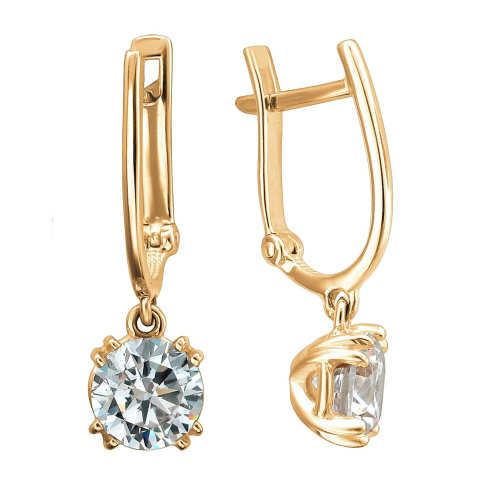 Серьги из красного золота 585 пробы с фианитами 01С118635