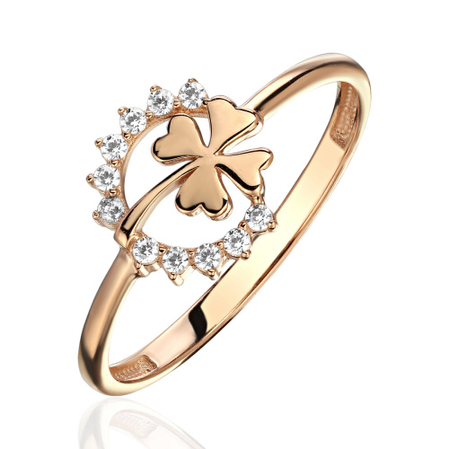 Кольцо из красного золота 585 пробы с фианитами 01К1115748